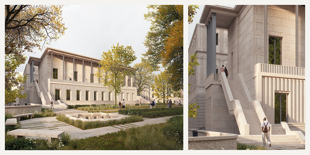 Projekt Pałac Bruhla pracowni architektonicznej WXCA Group. Widok pawilonu Becka ze strony ogrodu.
